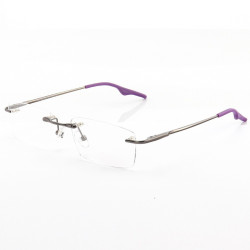 Armação de Óculos Retangular Flutuante Sem Aro Wingback Roxo